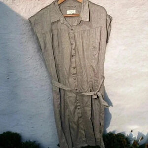 NWOT CREAM earthy  tone linen blend dress 42/XL